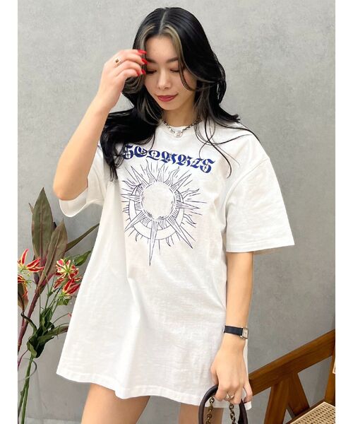EVRIS（エヴリス）の「フロントSUNNY BIG Tシャツ（Tシャツ/カットソー・レディース・ホワイト/ネイビー/ブラック/ブルー・FREE）」の22枚目の写真
