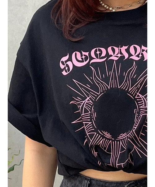 EVRIS（エヴリス）の「フロントSUNNY BIG Tシャツ（Tシャツ/カットソー・レディース・ホワイト/ネイビー/ブラック/ブルー・FREE）」の10枚目の写真