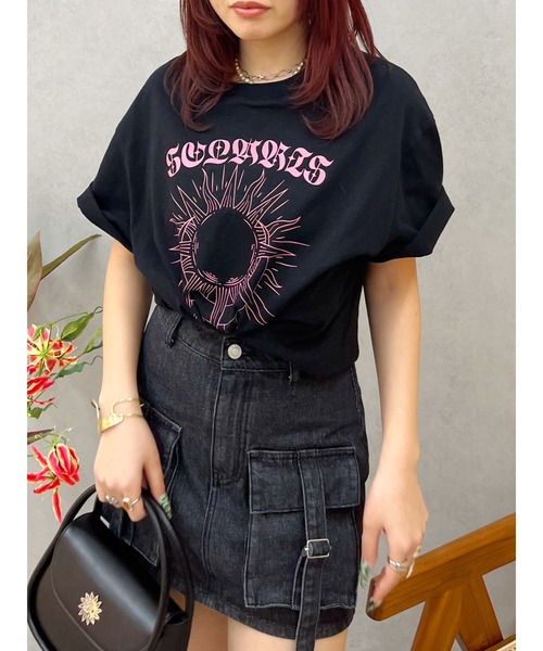 EVRIS（エヴリス）の「フロントSUNNY BIG Tシャツ（Tシャツ/カットソー・レディース・ホワイト/ネイビー/ブラック/ブルー・FREE）」の9枚目の写真