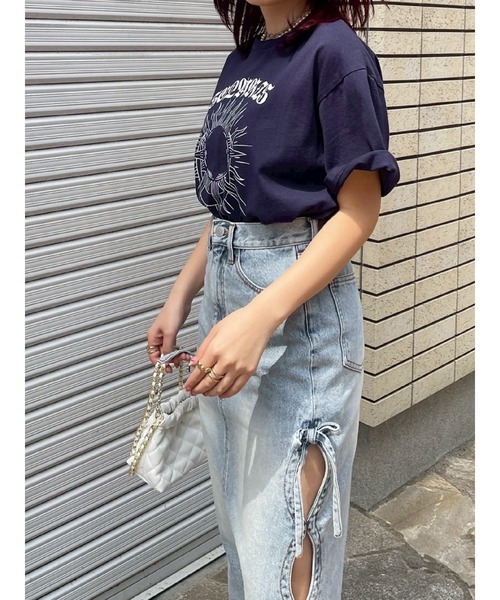 EVRIS（エヴリス）の「フロントSUNNY BIG Tシャツ（Tシャツ/カットソー・レディース・ホワイト/ネイビー/ブラック/ブルー・FREE）」の17枚目の写真