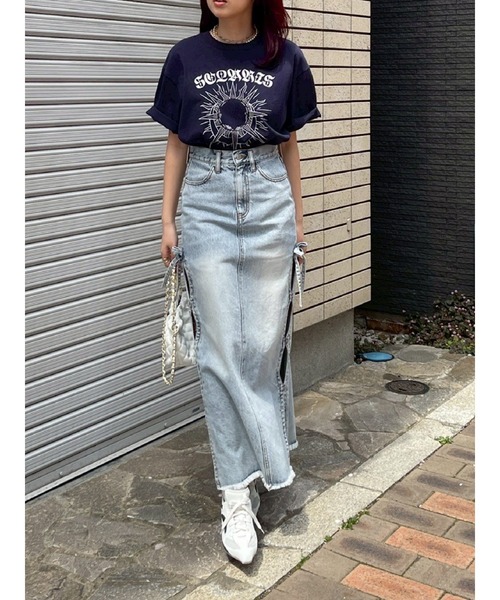 EVRIS（エヴリス）の「フロントSUNNY BIG Tシャツ（Tシャツ/カットソー・レディース・ホワイト/ネイビー/ブラック/ブルー・FREE）」の18枚目の写真