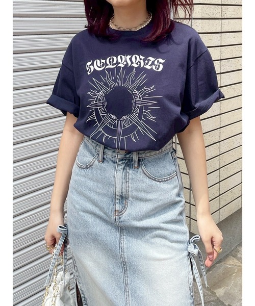 EVRIS（エヴリス）の「フロントSUNNY BIG Tシャツ（Tシャツ/カットソー・レディース・ホワイト/ネイビー/ブラック/ブルー・FREE）」の16枚目の写真