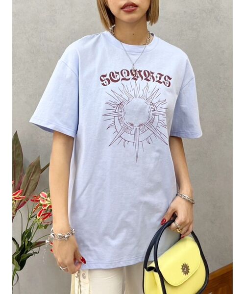 EVRIS（エヴリス）の「フロントSUNNY BIG Tシャツ（Tシャツ/カットソー・レディース・ホワイト/ネイビー/ブラック/ブルー・FREE）」の6枚目の写真