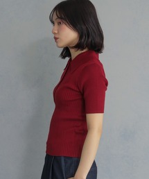 【cheriella】ポロリブニット半袖 POLO RIB SHORT KNIT