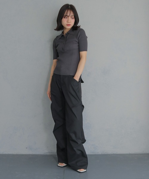 cheriella（シェリエラ）の「【cheriella】ポロリブニット半袖 POLO RIB SHORT KNIT（ニット/セーター・レディース・ブラック/オフホワイト/レッド/チャコール/ブルー系その他・M）」の11枚目の写真