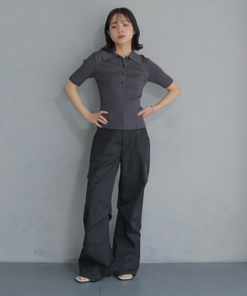 cheriella（シェリエラ）の「【cheriella】ポロリブニット半袖 POLO RIB SHORT KNIT（ニット/セーター・レディース・ブラック/オフホワイト/レッド/チャコール/ブルー系その他・M）」の13枚目の写真