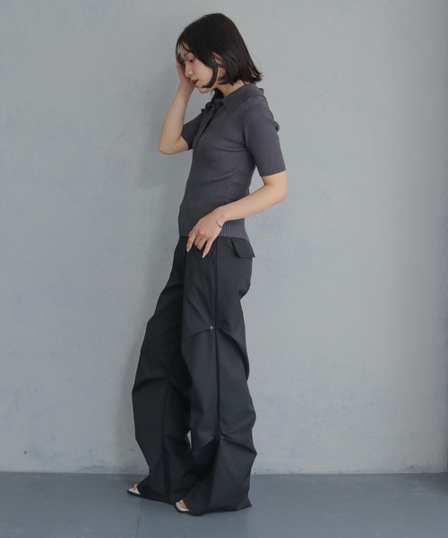 cheriella（シェリエラ）の「【cheriella】ポロリブニット半袖 POLO RIB SHORT KNIT（ニット/セーター・レディース・ブラック/オフホワイト/レッド/チャコール/ブルー系その他・M）」の14枚目の写真