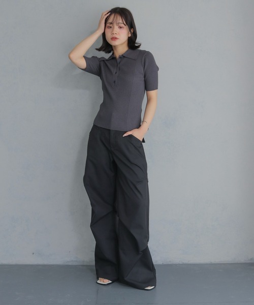 cheriella（シェリエラ）の「【cheriella】ポロリブニット半袖 POLO RIB SHORT KNIT（ニット/セーター・レディース・ブラック/オフホワイト/レッド/チャコール/ブルー系その他・M）」の12枚目の写真