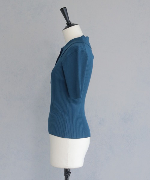 cheriella（シェリエラ）の「【cheriella】ポロリブニット半袖 POLO RIB SHORT KNIT（ニット/セーター・レディース・ブラック/オフホワイト/レッド/チャコール/ブルー系その他・M）」の8枚目の写真