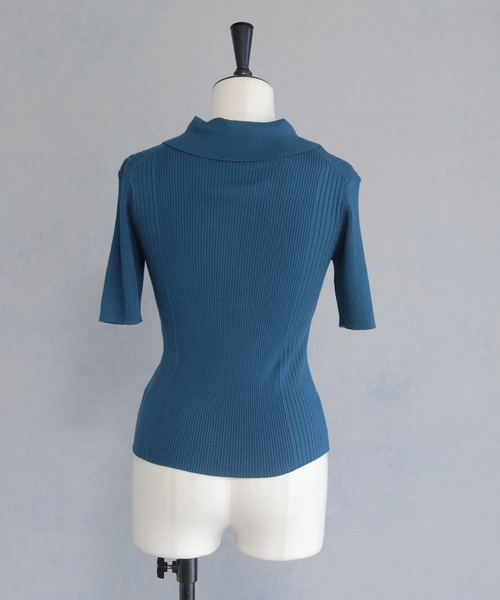 cheriella（シェリエラ）の「【cheriella】ポロリブニット半袖 POLO RIB SHORT KNIT（ニット/セーター・レディース・ブラック/オフホワイト/レッド/チャコール/ブルー系その他・M）」の9枚目の写真