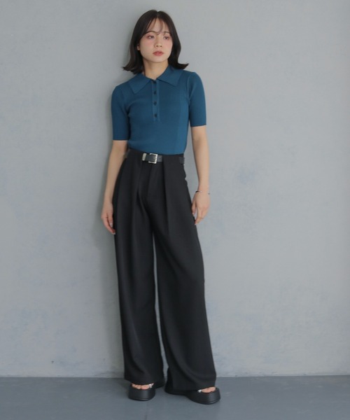 cheriella（シェリエラ）の「【cheriella】ポロリブニット半袖 POLO RIB SHORT KNIT（ニット/セーター・レディース・ブラック/オフホワイト/レッド/チャコール/ブルー系その他・M）」の22枚目の写真