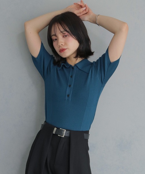 cheriella（シェリエラ）の「【cheriella】ポロリブニット半袖 POLO RIB SHORT KNIT（ニット/セーター・レディース・ブラック/オフホワイト/レッド/チャコール/ブルー系その他・M）」の17枚目の写真