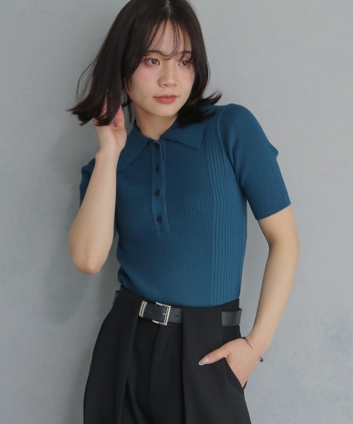 cheriella（シェリエラ）の「【cheriella】ポロリブニット半袖 POLO RIB SHORT KNIT（ニット/セーター・レディース・ブラック/オフホワイト/レッド/チャコール/ブルー系その他・M）」の19枚目の写真