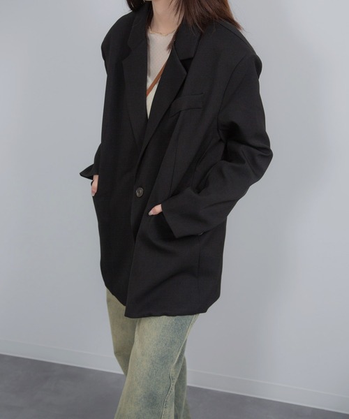 COHINA ブラック テーラードジャケット【週末価格】 セール】Chiina / ボクシーテーラードジャケット（テーラード