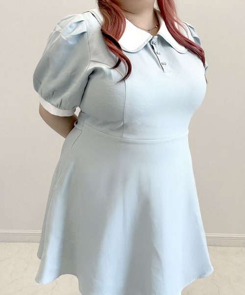 DearMyLoveWhip（ディアマイラブホイップ）の「【大きいサイズ】配色角襟セーラーパイピングリボンワンピース（ワンピース・レディース・ブラック/グレー/ブルー/ブラック系その他/グレー系その他/ブルー系その他/ベビーピンク/ピンク系その他・4L/5L/6L）」の13枚目の写真