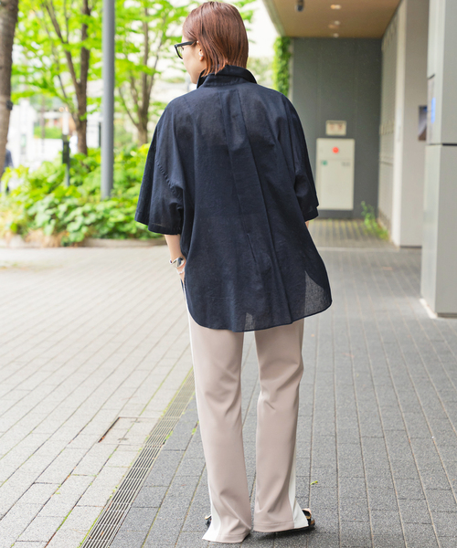 セール】《WEB限定追加2》コットンリネンハーフスリーブシャツ