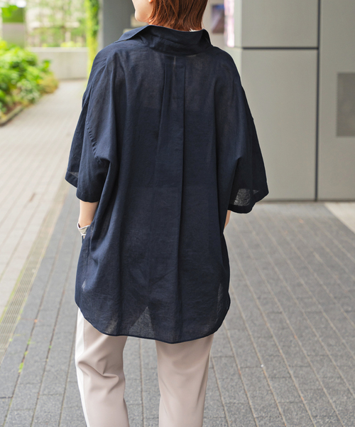 セール】《WEB限定追加2》コットンリネンハーフスリーブシャツ