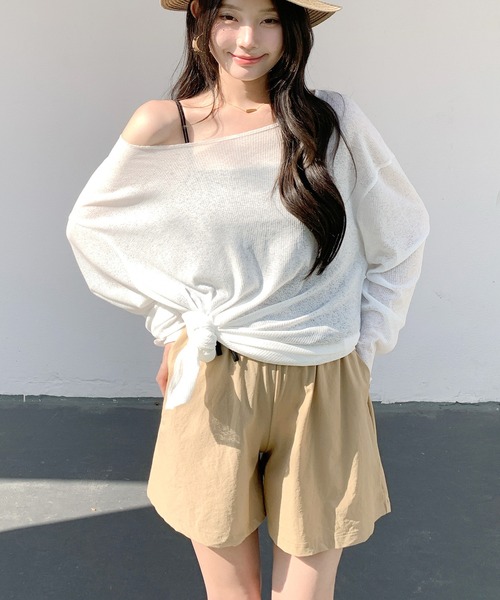 BLATE ♡ ラッシュガード※ベージュ、シャツ＋ズボンの上下セット セール】[ ラッシュガード ] 4点セット水着付きクリンクルシアー