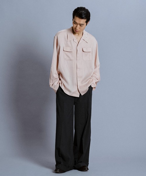 Camphor wood(カンファーウッド)の「rhinestone rayon open collar l/s shirt / ラインストーンレーヨンオープンカラーシャツ(シャツ/ブラウス・メンズ・スモークピンク/ホワイト/チャコールグレー・MEDIUM/LARGE)」の18枚目の写真