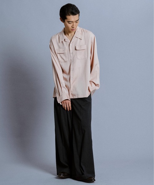 Camphor wood(カンファーウッド)の「rhinestone rayon open collar l/s shirt / ラインストーンレーヨンオープンカラーシャツ(シャツ/ブラウス・メンズ・スモークピンク/ホワイト/チャコールグレー・MEDIUM/LARGE)」の21枚目の写真