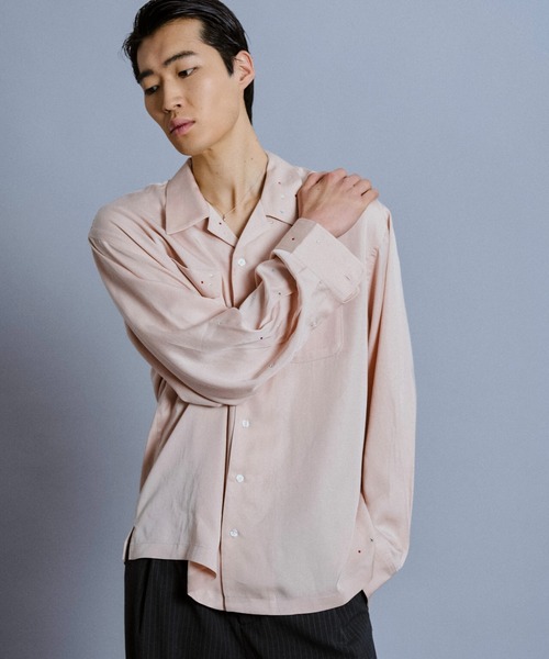 Camphor wood(カンファーウッド)の「rhinestone rayon open collar l/s shirt / ラインストーンレーヨンオープンカラーシャツ(シャツ/ブラウス・メンズ・スモークピンク/ホワイト/チャコールグレー・MEDIUM/LARGE)」の22枚目の写真