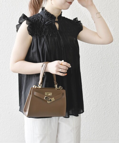 SHIPS for women / シップスウィメン SHIPS any:〈洗濯機可能〉ハンドスモッキング コットン フリル スタンドカラー ブラウス SHIPS｜SHIPS any:<洗濯機可能>ハンドスモッキング コットン