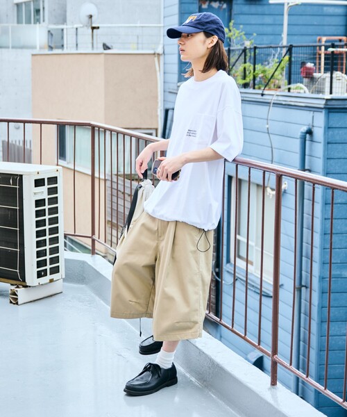 セール】限定展開 ルーズフィット ツイル タック ワイドショーツ