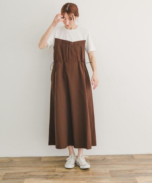 ITEMS URBANRESEARCH(アイテムズ アーバンリサーチ)の「ドッキングナイロンワンピース(半袖)(ワンピース・レディース・ブラック/ブラウン・FREE)」の14枚目の写真