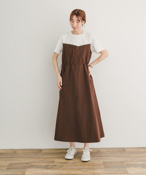 ITEMS URBANRESEARCH(アイテムズ アーバンリサーチ)の「ドッキングナイロンワンピース(半袖)(ワンピース・レディース・ブラック/ブラウン・FREE)」の16枚目の写真