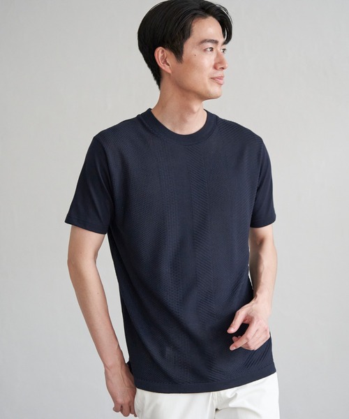 ikka（イッカ）の「ニットドッキングTシャツ（Tシャツ/カットソー・メンズ・ピンク/ライトベージュ/グレー/ネイビー・M/L/XL/S）」の16枚目の写真