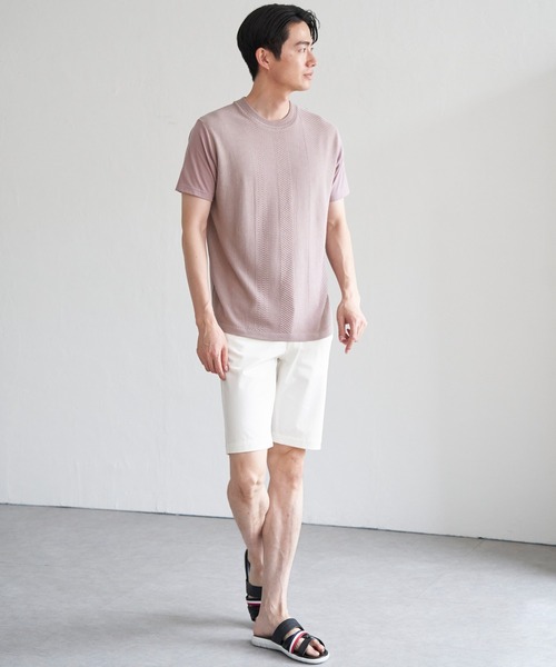 ikka（イッカ）の「ニットドッキングTシャツ（Tシャツ/カットソー・メンズ・ピンク/ライトベージュ/グレー/ネイビー・M/L/XL/S）」の6枚目の写真