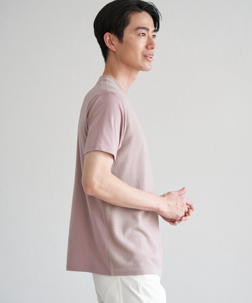 ikka（イッカ）の「ニットドッキングTシャツ（Tシャツ/カットソー・メンズ・ピンク/ライトベージュ/グレー/ネイビー・M/L/XL/S）」の19枚目の写真