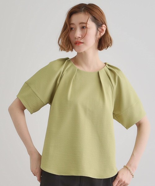 grove（グローブ）の「楽してきまる ランタンスリーブプルオーバー（Tシャツ/カットソー・レディース・ブラック/グリーン/オフホワイト・01/05/04/03/02）」の3枚目の写真