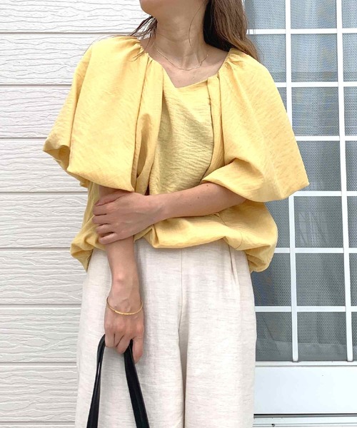 Q(キュー)の「リネンライクバルーンブラウス(シャツ/ブラウス・レディース・アイボリー/ブラック/イエロー・MEDIUM)」の21枚目の写真