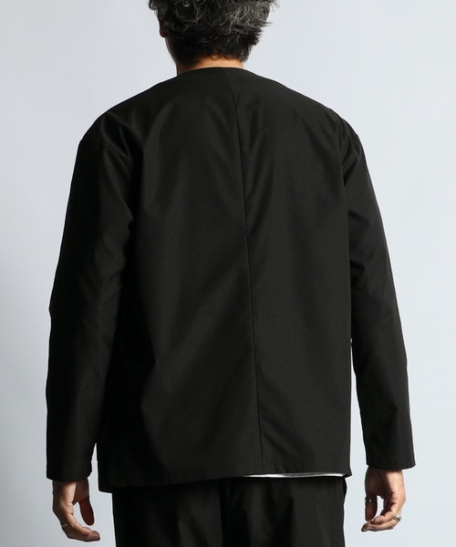 The DUFFER of ST.GEORGE(ザダファーオブセントジョージ)の「SETUP NO COLLAR JACKET:セットアップ ノーカラージャケット(ノーカラージャケット・メンズ・ブラック・MEDIUM/LARGE/X-LARGE)」の4枚目の写真
