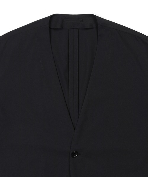 The DUFFER of ST.GEORGE(ザダファーオブセントジョージ)の「SETUP NO COLLAR JACKET:セットアップ ノーカラージャケット(ノーカラージャケット・メンズ・ブラック・MEDIUM/LARGE/X-LARGE)」の6枚目の写真