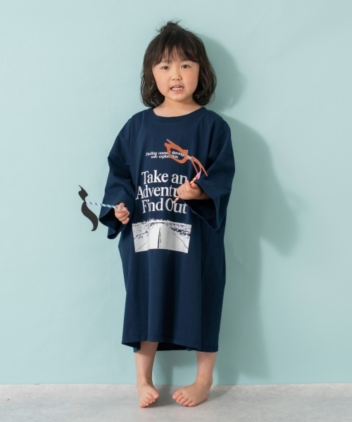 and D. petit main（アンドディープティマイン）の「【親子リンク】【綿100%】【DAD】ロゴプリントワイド半袖Tシャツ（Tシャツ/カットソー・レディース・ホワイト/ネイビー・F）」の15枚目の写真