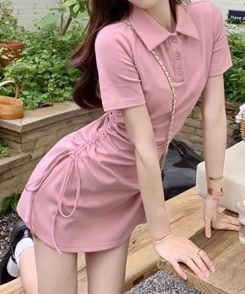 セール】YUGA サイドストラップ ポロカラーワンピース（ワンピース