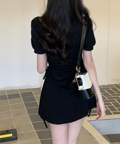 gossip!ロサンゼルス(ゴシップロサンゼルス)の「YUGA サイドストラップ ポロカラーワンピース(ワンピース・レディース・ブラック/ブルー/ピンク・L/M/XL)」の4枚目の写真