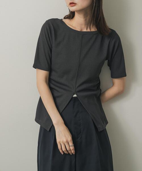 SENSE OF PLACE by URBAN RESEARCH（センスオブプレイスバイアーバンリサーチ）の「2WAYウエストギャザーリブトップ（Tシャツ/カットソー・レディース・ライトブルー/オフホワイト/チャコールグレー・ONE）」の3枚目の写真