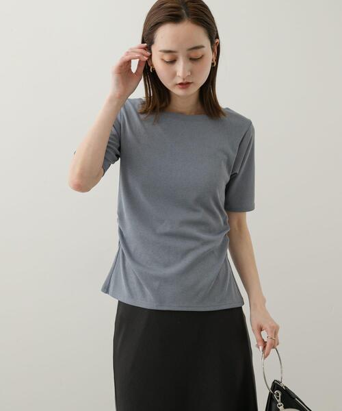 SENSE OF PLACE by URBAN RESEARCH（センスオブプレイスバイアーバンリサーチ）の「2WAYウエストギャザーリブトップ（Tシャツ/カットソー・レディース・ライトブルー/オフホワイト/チャコールグレー・ONE）」の7枚目の写真