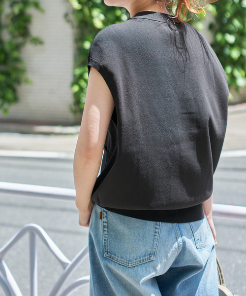Spick & Span（スピックアンドスパン）の「《WEB限定追加3》ウォッシャブルVネックニットベスト（ベスト・レディース・ブラック/ホワイト・FREE）」の9枚目の写真