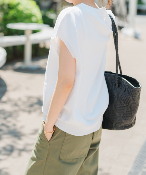 美品 スピックアンドスパン ツイードベスト ノースリーブ Vネック Spick＆Span ベスト ジレ リネンブレンドツイードベスト