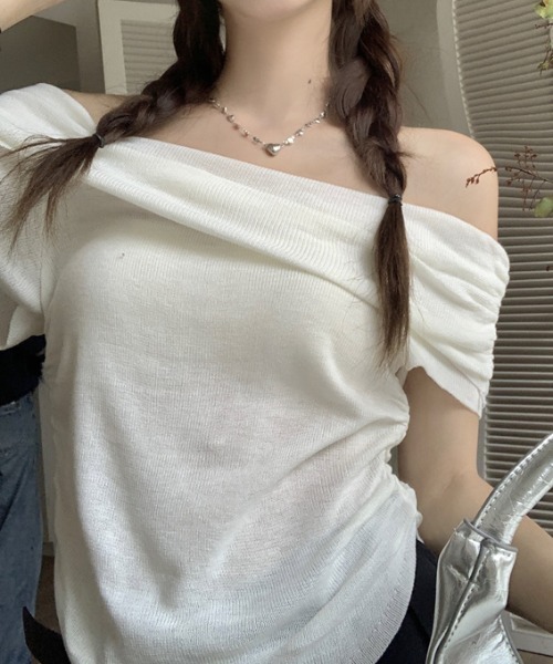 Per sist ence（パーシエンス）の「オフショルシャーリングトップス（Tシャツ/カットソー・レディース・ブラック/グレー/ホワイト・ONE SIZE）」の11枚目の写真