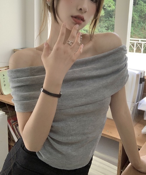 Per sist ence（パーシエンス）の「オフショルシャーリングトップス（Tシャツ/カットソー・レディース・ブラック/グレー/ホワイト・ONE SIZE）」の21枚目の写真
