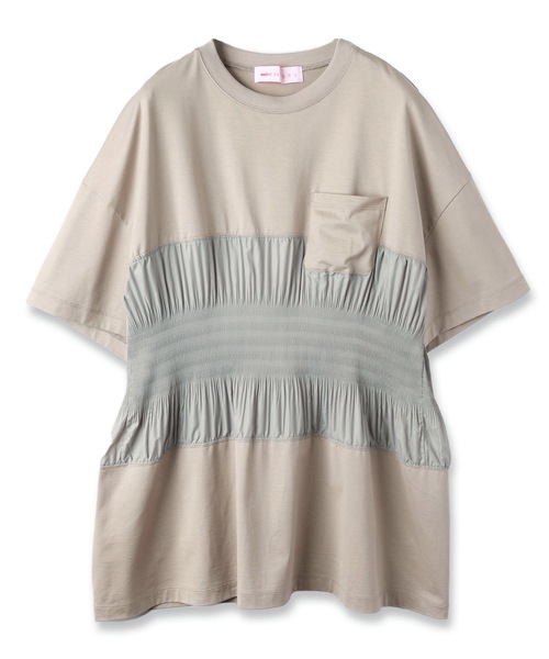 mintdesigns(ミントデザインズ)の「PLEATED T-SHIRT(Tシャツ/カットソー・レディース・ブラック/グレイッシュベージュ・ONESIZE)」の7枚目の写真