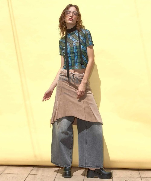 Panel Plaid T-shirt/パネルチェックTシャツ【MAISON SPECIAL