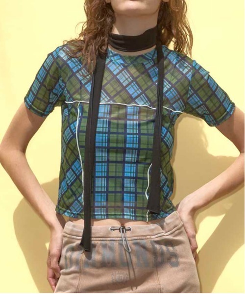 Panel Plaid T-shirt/パネルチェックTシャツ【MAISON SPECIAL