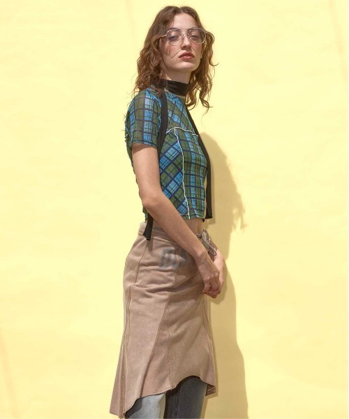 tシャツ Panel Plaid T-shirt/パネルチェックTシャツ「MAISON SPECIAL/メゾンスペシャル」セットアップ対応 レディ Panel Plaid T-shirt/パネルチェックTシャツ【MAISON SPECIAL