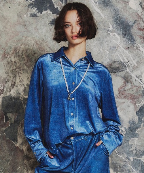 セール】ベロアデニムプリントシャツ（シャツ/ブラウス）｜Sov.（ソブ